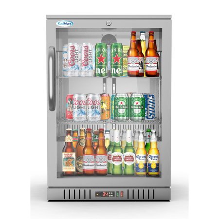 KOOLMORE One Door Stainless Steel Back Bar Cooler Counter Height Beverage Refrigerator, Mini Drink Fridge BC-1DSW-SS
